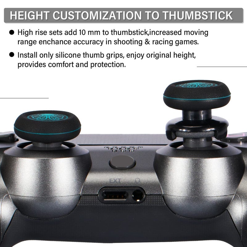 Playrealm FPS Thumbstick Extender & Printing Rubber Silicone Grip Cover 2 Sets for PS5 Dualsenese & PS4 Controller (Cthulhu Abyss Blue) - Image 5